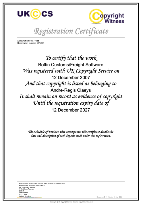 Copyright Registration Dec 2027